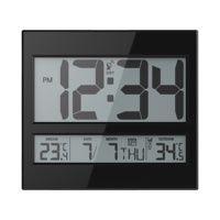 Jam dinding Digital LCD suhu tinggi, jam dinding Modern kotak Resin elektrik hitam luar ruang tamu dalam ruangan