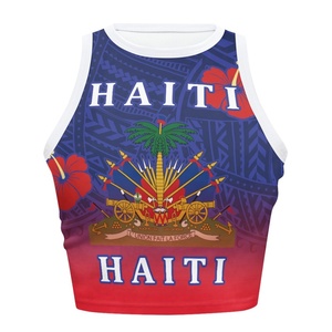 <span class=keywords><strong>Camicia</strong></span> Haiti estiva personalizzata con bandiera fiaiziana del paese dei Caraibi 2025 magliette attillate senza maniche per abbigliamento sportivo da <span class=keywords><strong>donna</strong></span> - Product Image 4