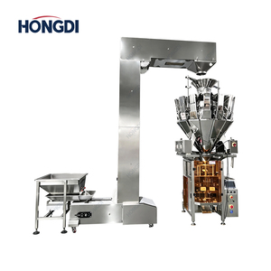 Ligne d'emballage automatique de sachets pour snacks, noix et bonbons avec élévateur à godets, peseuse multi-têtes et machine de formage, remplissage et scellage de sachets - Product Image 1