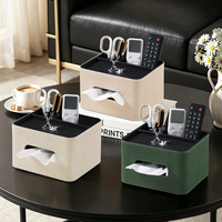 Organisateur de bureau de luxe avec porte-boîte à mouchoirs, boîte de rangement pour télécommandes, organiseur de bureau en cuir pour la maison, le bureau, le salon