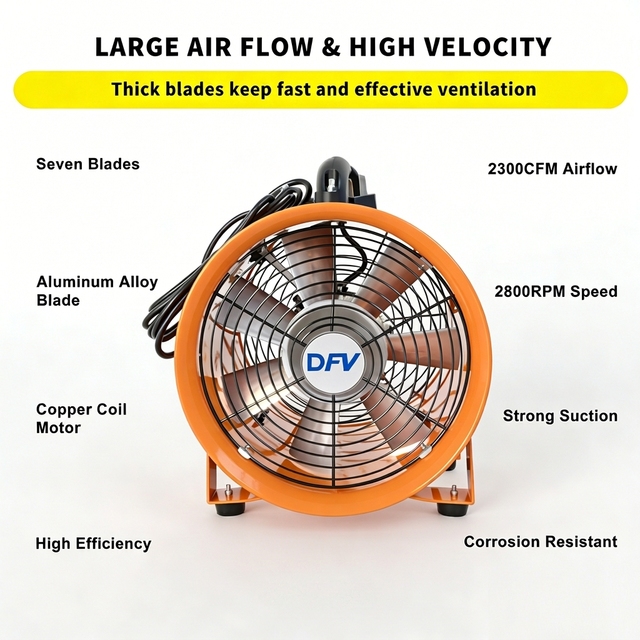 Industrial Axial Exhaust Fan 12 Inch 220V High Airflow Ventilation Fan Portable Blower for Warehouse Workshop Air Circulation