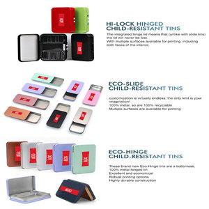 Boîtes en étain rectangulaires résistantes aux enfants de 120*58*15 mm avec couvercles à charnières, emballage personnalisé en métal pour herbes et tabac - Product Image 6