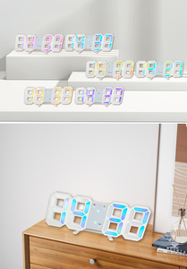 Horloge <span class=keywords><strong>murale</strong></span> LED 3D RGB EMAF Home Decor Art Time Color, néon, alarme, luminosité réglable, horloge numérique électrique de <span class=keywords><strong>table</strong></span> - Product Image 4