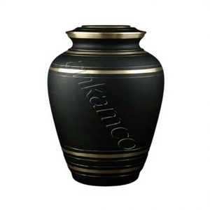 Urne funéraire noire pour cendres humaines fabriquée à la main en laiton-Convient au cimetière - Product Image 1
