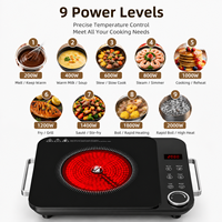 Plaque chauffante infrarouge multifonction 2000W, cuisinière électrique, 9 niveaux de température, cuisinière de cuisine portable