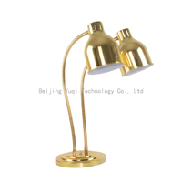 Lampe chauffante électrique double tête Yuqi pour buffet, équipement de cuisine commerciale, chauffe-plats en acier inoxydable doré 275W
