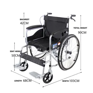מחיר מפעל גלגל פלדה מתקפל כיסא גלגלים ידני קל