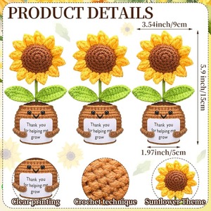 Wholesale Acrylic <b>Puff</b> Flower Crochet Doll Gifts with Card Thank You for Birthday and Christmas Home/Office Decor - Product Image 2