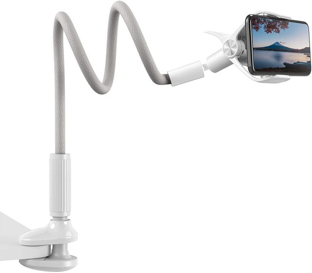 Clip Bracket Clamp Stand XGear Flexible Long Arm Phone Mount for Desk PU Leather Gooseneck Bed Phone Holder