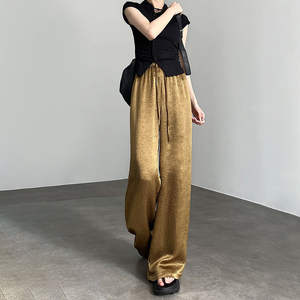 Femmes taille haute jambe droite mince été pantalon ample minceur Protection solaire Cool Sensation drapé jambe large pantalon - Product Image 1