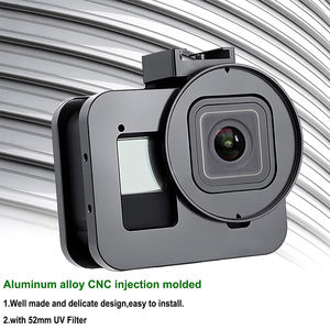YEAH boîtier de montage de cadre de protection en aluminium de prise de vue horizontale verticale Cage vidéo avec <span class=keywords><strong>filtre</strong></span> UV de 52mm pour <span class=keywords><strong>Gopro</strong></span> <span class=keywords><strong>Hero</strong></span> <span class=keywords><strong>8</strong></span> - Product Image 2