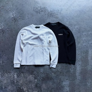 High Quality Street Wear Custom <b>Waffle</b> Knit Thermal Long Sleeve <b>Shirt</b> for Men High Quality Blank <b>Waffle</b> Knit Long Sleeve - Product Image 1