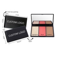 Nouveau kit de maquillage pour le visage en marque privée, 3 couleurs, pigments élevés, illuminateur scintillant, blush, poudre de contour