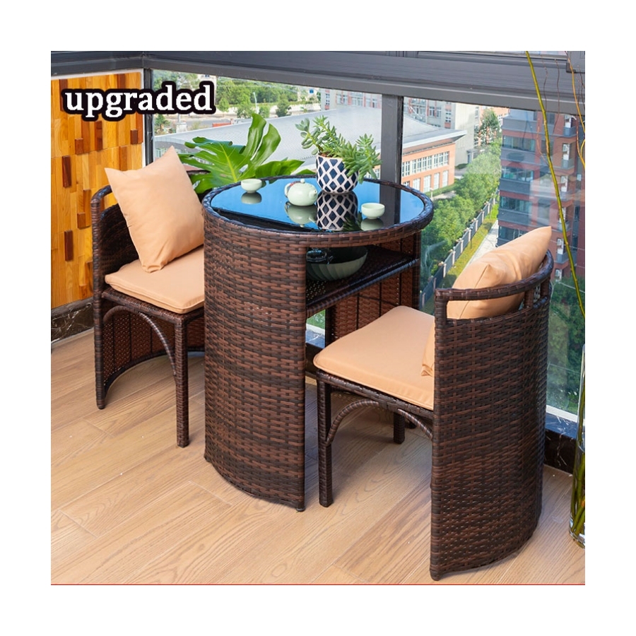 Tavolino Pieghevole Da Giardino KADAX Con 2 Sedie A Sdraio - In Legno, Colore Blu, Per Balcone E Campeggio - copertina