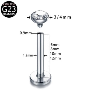 Piercings Lèvre Labret en Titane ASTM F136 G23 à Filetage Interne, Bijoux de Piercing Hélix Tragus à Dos Plat - Product Image 2