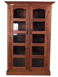 Contemporary Solid Wood Display Showcase Almirah with Glass Doors <b>Open</b> Shelves and Modern Storage Design for Living Room Use - Product Image 5