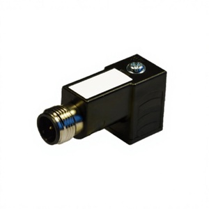 Conector Solenoide Macho M12 Tipo C de 3 Pines con Carcasa Negra para Automatización Industrial - Product Image 1