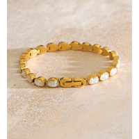 JINYOU 8315 Pulsera de Eslabones con Circonita Cúbica Geométrica Brillante de Moda, Pulsera Impermeable de Alta Calidad para Joyería de Boda