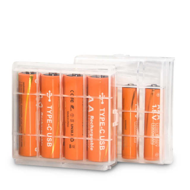 Lithium Type-C AA /AAA Rechargeable Battery 1.5V  2800mWh/1100mWh for Smart Meters, Electric Toys, Medical Equipment, Cameras