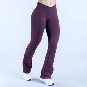 Pantalon évasé taille haute sans couture, coupe droite, pour le fitness, effet <span class=keywords><strong>mat</strong></span>, pour le marché international - Product Image 3