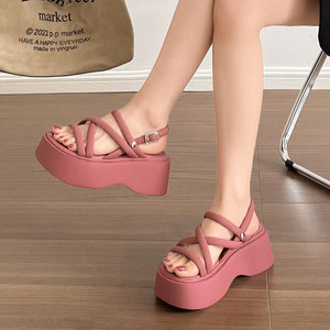 Sandalias de Plataforma Francesas de Verano 2025 para Mujer, Estilo Hada de la Noche con Tira en la Pantorrilla y Tacón Alto, Modelo Romano 26 - Product Image 3