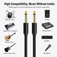 Câble audio personnalisé 6,35 mm mâle vers 6,35 mm mâle, noir, PVC, fiche plaquée or, cordon Hi-Fi pour instruments