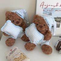Boneka Beruang Piyama Lucu 40cm, Super Lembut dari Katun PP, Mainan Penenang Anak, Bantal, Hadiah Ulang Tahun, Festival, Pasangan