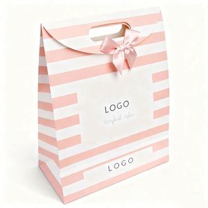 Custom 250g White Coated Paper Eco-Friendly Digital Printing <b>Gift</b> Packaging <b>Bag</b> with Ribbon Bow for Shoes & Clothing - Product Image 2