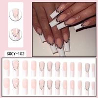 Juego de Uñas Postizas de Alta Calidad al por Mayor, Forma de Ataúd, Material ABS, con Diseño de Arte de Uñas DIY para Dedos