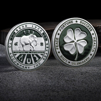 Offres Spéciales pièce commémorative de défi d'éléphant d'or et d'argent de trèfle à quatre feuilles