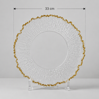 Assiettes de présentation de 13 pouces pour mariage, or, argent, blanc, en gros, décoratives, pour fêtes, dîners, hôtels, traiteurs