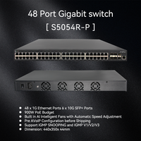 48 Port Gigabit + 6 Port Fiber 10G SFP+ Switch Ethernet Jaringan Terkelola L3 dengan Anggaran Daya 900W (Opsional) Switch PoE