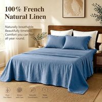 Nouvelle drap-housse en lin français, taille double, doux et durable, 3 pièces, écologique, respirant, à poches profondes, pour la maison