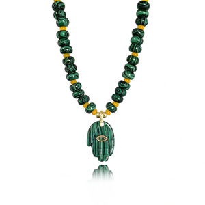 <span class=keywords><strong>Collana</strong></span> Artigianale <span class=keywords><strong>con</strong></span> Perle a Ruota <span class=keywords><strong>di</strong></span> Abaco in Pietra Naturale, <span class=keywords><strong>Collana</strong></span> <span class=keywords><strong>con</strong></span> Ciondolo <span class=keywords><strong>Mano</strong></span> <span class=keywords><strong>di</strong></span> <span class=keywords><strong>Fatima</strong></span> Hamsa in Agata Naturale - Product Image 4