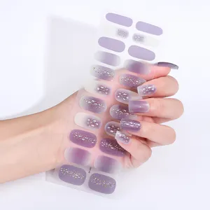 2024 Factory Supplier New Colorful Gradient 2D Nail Art Sticker Real Gloss Waterproof Nail Polish Strips No Toxic Decoration