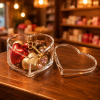 Boîte en acrylique Calic en forme de cœur, mini boîte de rangement transparente avec couvercle pour cadeaux, bonbons, taille personnalisée, OEM, vente en gros