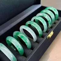 Gelang Batu Kuarsa Bunga Mengambang Transparan Langka, Elegan dan Mewah, Lebar 10mm, Permukaan Datar, Batu Giok Hijau Alami untuk Wanita