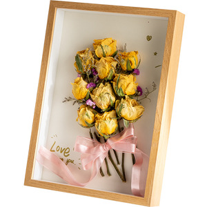 Caliente hecho a mano papel rosa montaje luz tridimensional hueco flor seca foto marco 3D flor seca Marco de exhibición <span class=keywords><strong>en</strong></span> <span class=keywords><strong>madera</strong></span> - Product Image 1