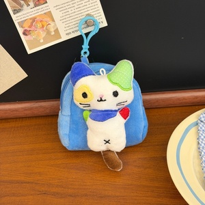 귀여운 고양이 플러시 동전 지갑 열쇠고리 미니 백팩 모양 수납 가방 만화 키티 가방 참 펜던트 대량 판매 - Product Image 2