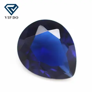 Gemas de cristal sintético para mujer, gemas de cristal azul de zafiro tallado en Pera, gemas sueltas en forma de pera K9