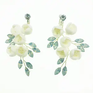 ESS5008 Wholesale fashion women wedding hair accessories earrings White bridal clip on earring