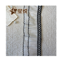 Dentelle en ruban double couche noir et blanc, garnitures à volants en mousseline, fournitures DIY pour ourlets de jupes, poignets, usine de dentelle