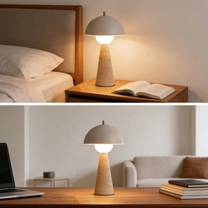 Lámpara de Mesa Decorativa Nórdica Moderna para Dormitorio, de <span class=keywords><strong>Metal</strong></span>, con LED, de Lujo, con Forma de Hongo, de Piedra y Mármol - Product Image 2