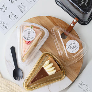 Yuxuan, venta al por mayor, caja de embalaje de pastel de PET transparente, cajas de postre de plástico ovalado reciclable con tenedor - Product Image 2