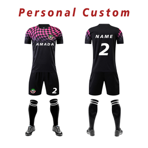 Maillot de football bleu marine personnalisé pour jeunes hommes, nouveau kit à motif écossais avec technologie de sublimation, ensembles pour enfants - Product Image 3