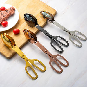 Wholesale <strong>Kitchen</strong> Silicone <strong>Scissor</strong>-Handled Serving Spatula <strong>Tongs</strong> Stainless Steel Salad Bread Clip Buffet Steak Cooking Food - Product Image 2