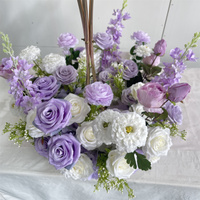 IFG Wholesale Bouquet de fleurs artificielles violettes et blanches de 24 pouces pour centre de table de mariage