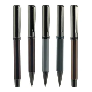 Pistola nero di lusso Business VIP penna regalo esagonale personalizzato colorato penne a sfera con scatola in alluminio nero