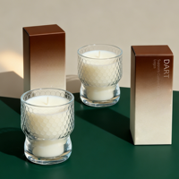 Support de bougie en verre transparent gaufré nid d'abeille style nordique, double couche, taille cintrée, récipient vide pour bougie parfumée