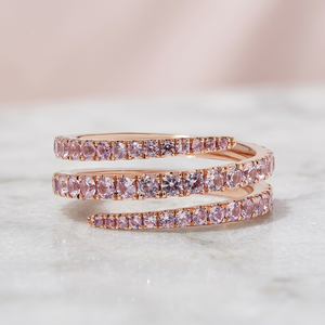 Anillo de Eternidad de Morganita en Oro Rosa para Mujer, Joyería de Boda de Lujo con Corte Brillante Redondo - Product Image 3
